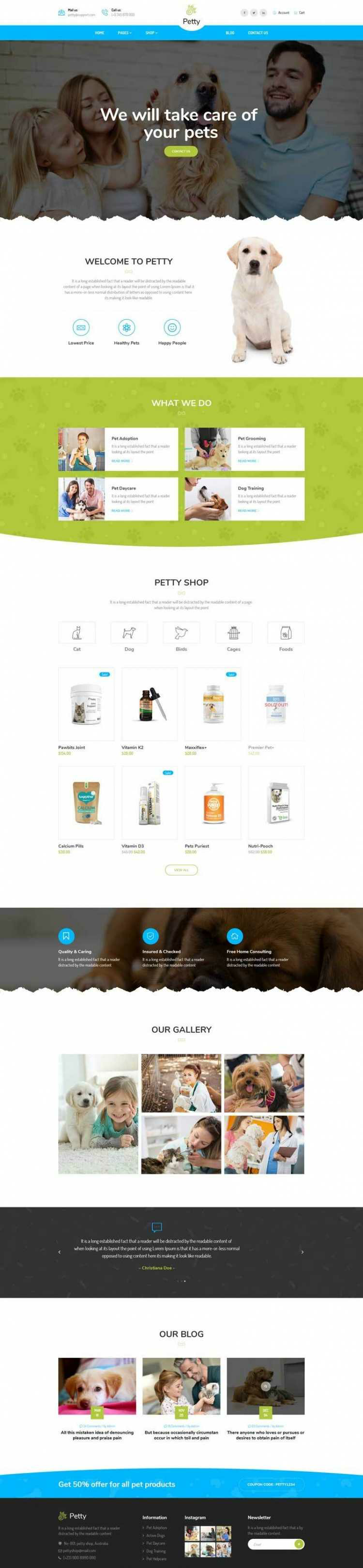 Bootstrap扁平响应式宠物商店宠物医院网站html模板(图1) 1608274480301634.png