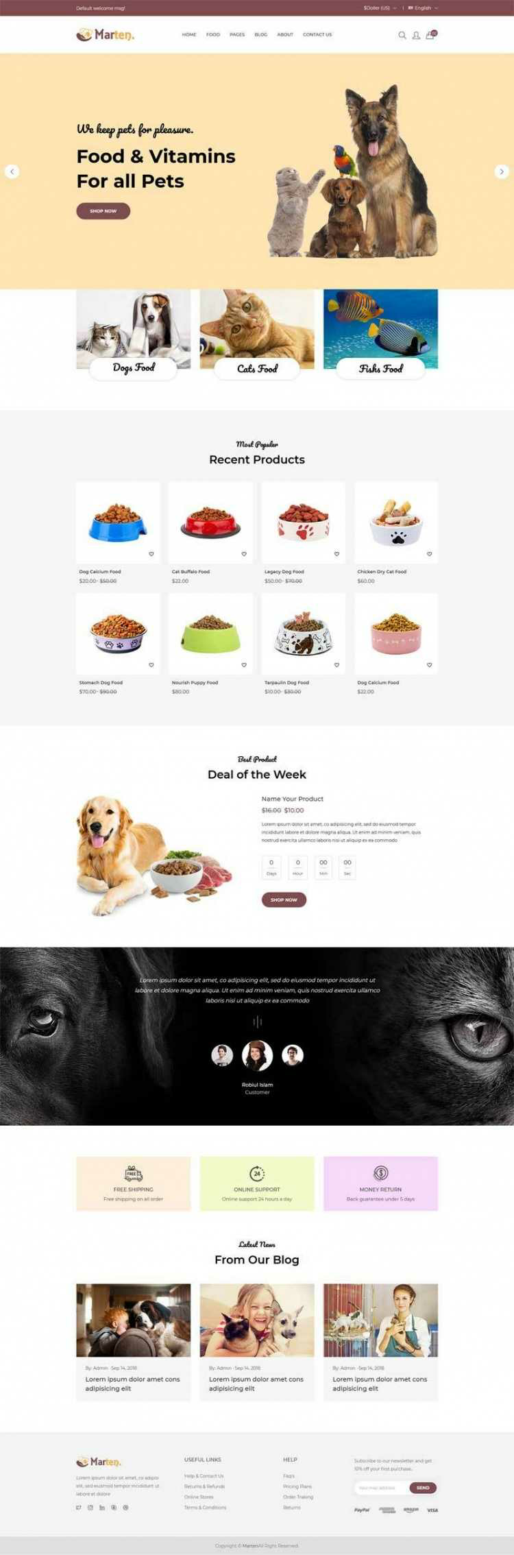 Bootstrap响应式宠物狗粮食品电子商城HTML5模板(图1) 1608276883117739.png