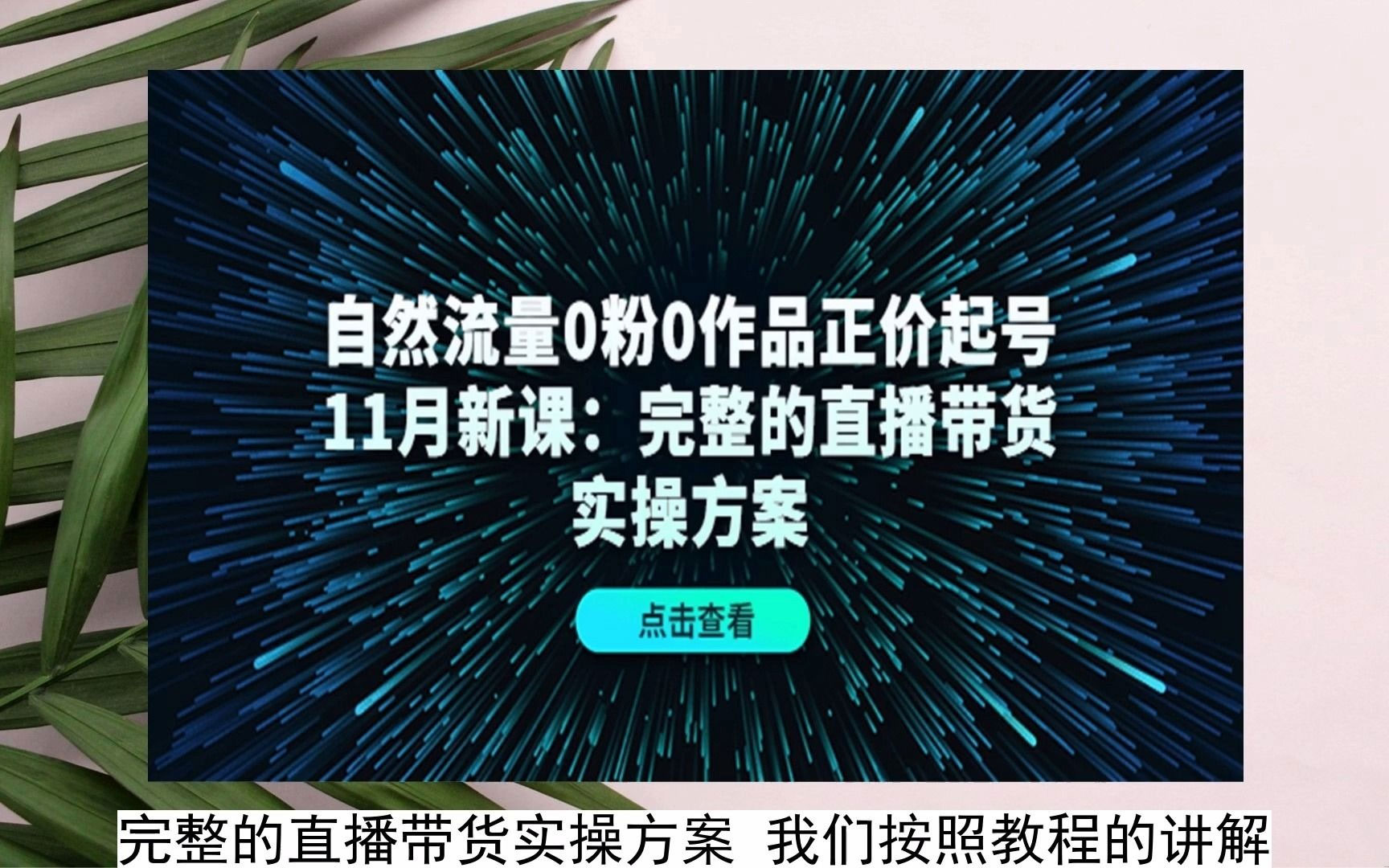 自然流量0粉0作品正价起号11月新课:完整的直播带货实操方案(图1) 3accf28a4f.jpg